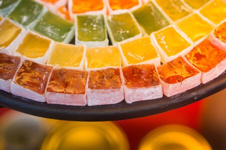 Load of traditional turkish delight lokum sugar coated soft candyの写真素材