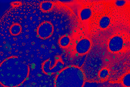 Oil bubbles inside water base form patternsの写真素材