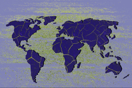 Roughly outlined world map with white background