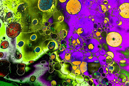 Oil bubbles inside water base form patterns