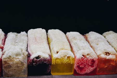 multi-colored Eco-friendly exfoliating bars of  soap for hair and body