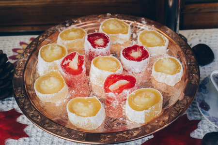 Load of traditional turkish delight lokum sugar coated soft candy