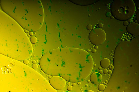 Oil bubbles inside water base form patterns
