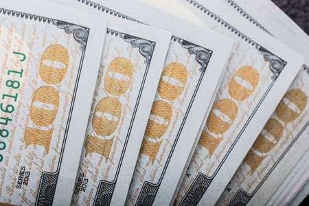 American Dollars Cash Money. One Hundred Dollar Banknotes.