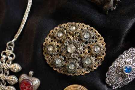 old jewelry items for sale at the flee marketの写真素材