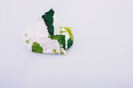 Stained tissue after wiped the green paint offの写真素材