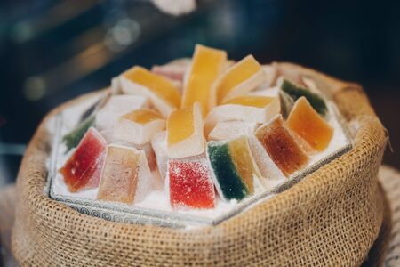 Load of traditional turkish delight lokum sugar coated soft candyの写真素材