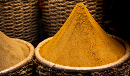 Oriental  colorful spices in a traditional Turkish Spice Bazaar