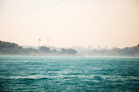 stanbul city skyline. Travel Turkey background. Urban panoramic viewの写真素材