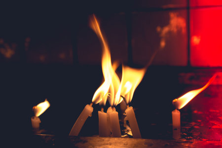 burning candle making light in view