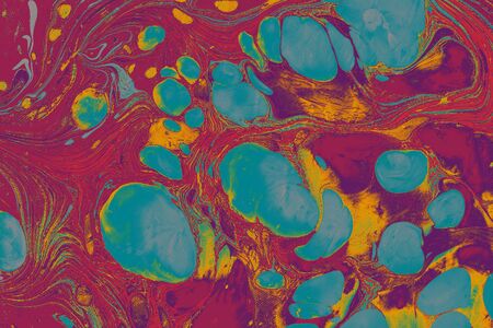 Traditional Ottoman Turkish abstract marbling art patterns as backgroundの写真素材