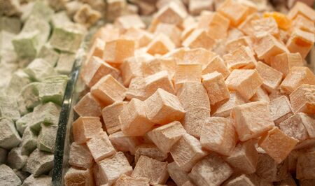 Load of traditional turkish delight lokum sugar coated soft candyの写真素材