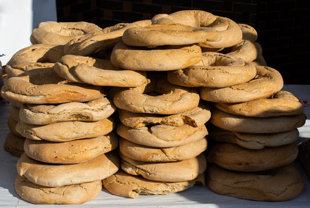Traditional Turkish style made bread loaf cut into slices