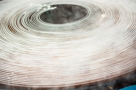 The making of Turkish desert Kadayif pastry in display