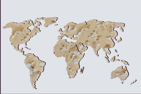 Roughly sketched out world map as global business concepts