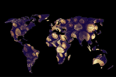 Roughly sketched out world map as global business concepts