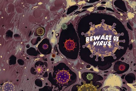 Health care concept warning Beware of Corona Virus Covid 19の写真素材