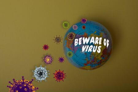 Health care concept warning Beware of Corona Virus Covid 19の写真素材