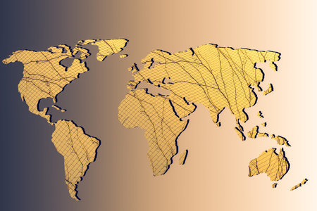 Roughly outlined world map with a gray background