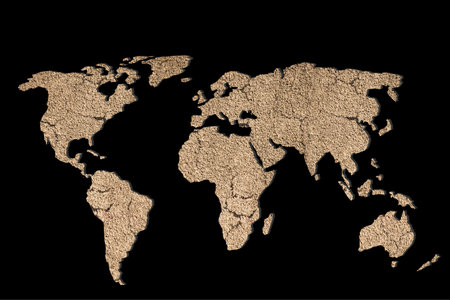 Roughly sketched out world map as global business concepts