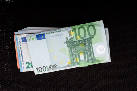 Financial background. Euro banknotes.  Business, finance, investment, saving, corruption concept.