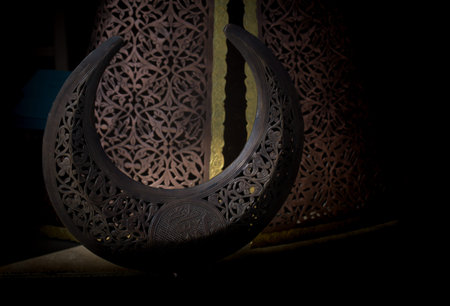 Ottoman crescent icon made of  Metal.  Islamic crescent symbol iconの写真素材