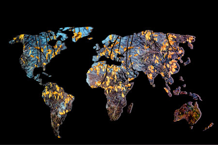 Roughly sketched out world map as global business concepts