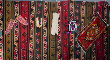 Turkish style traditional hand knitten socks in the view