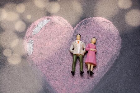 chalk inscription on a blackboard, symbol love heart/ Valentines day conceptの写真素材