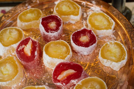 Load of traditional turkish delight lokum sugar coated soft candy