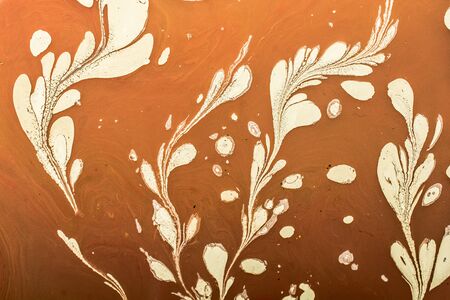 Creative ebru art background with  abstract paint.  Marbling texture floral patternsの写真素材