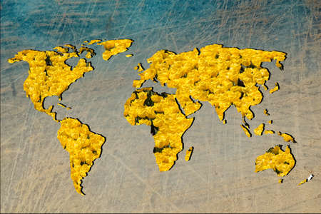 Roughly outlined world map with white backgroundの写真素材