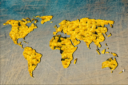 Roughly outlined world map with white background