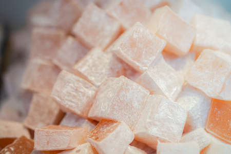 Load of traditional turkish delight lokum sugar coated soft candyの写真素材