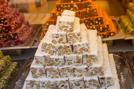 Load of traditional turkish delight lokum sugar coated soft candyの写真素材