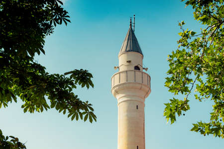 Minaret of Muslim mosque Religion, islam, tourism and travel conceptsのeditorial素材