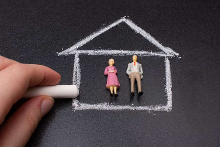 Hand draw  oncept of family,  real estate, purchase and sale of housingの写真素材