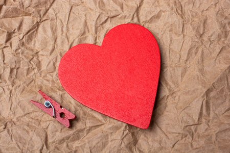 Red heart icon on paper for love card and valentine day concept