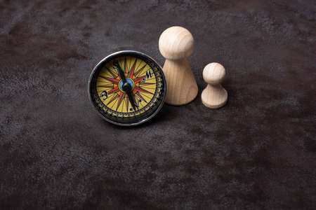 Magnetic compass tool as a concept of traveling and  and finding your wayの写真素材