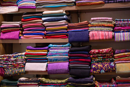 Examples of colorful fabric of various color and typeの写真素材