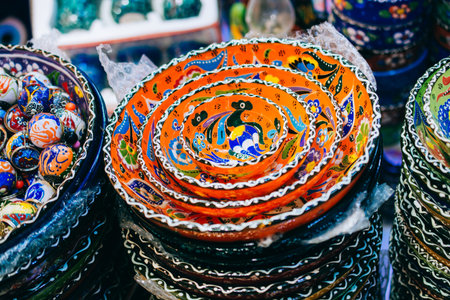 Souvenir and gift ceramic bowls with Ottoman style art patterns