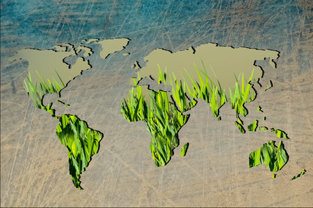 Roughly outlined world map with white background