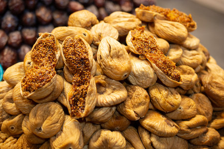 Dry fig fruit in the market in view