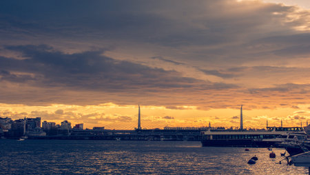 Golden Horn metro bridge and Ataturk bridge in the view