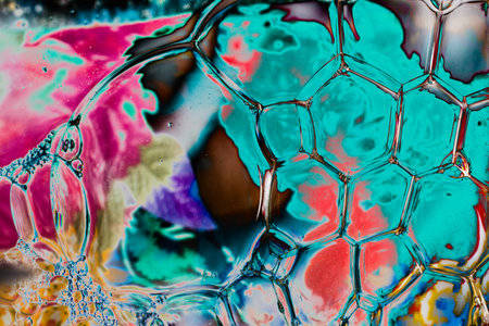 Oil bubbles inside water base form patterns