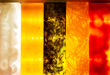 multi-colored Eco-friendly exfoliating bars of  soap for hair and body