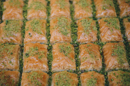 Traditional Turkish dessert Baklava from Istanbul Turkeyの写真素材