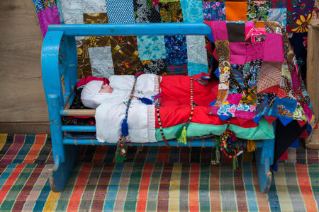 Wooden cradle of Eastern type in view