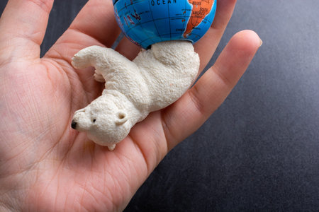 Polar bear model and a globe model in view