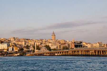 View of the Galata Tower from ancient times in Istanbulの写真素材